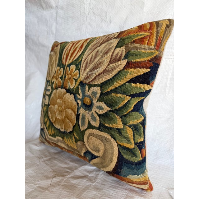 Renaissance 16th Century Brussels Floral Tapestry Pillow For Sale - Image 3 of 7