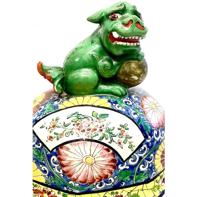 Large Pair of Sampson Style Porcelain Vases With Lids For Sale - Image 4 of 10