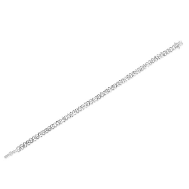Haus of Brilliance .925 Sterling Silver 1/6 Cttw Miracle Set Diamond Infinity Link and Station Tennis Bracelet - 7.25 " For Sale - Image 4 of 6