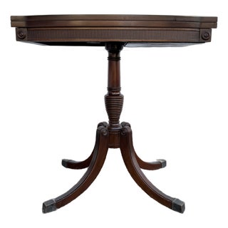 Antique Duncan Phyfe Style Flip Top Swivel Card / Game Table For Sale