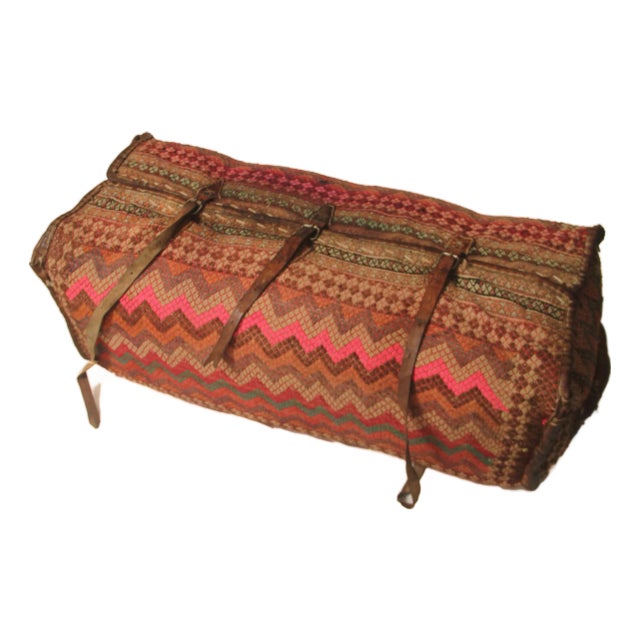 Vintage Tribal Blanket Box Ottoman | Handwoven Textile | Bohemian Decor For Sale