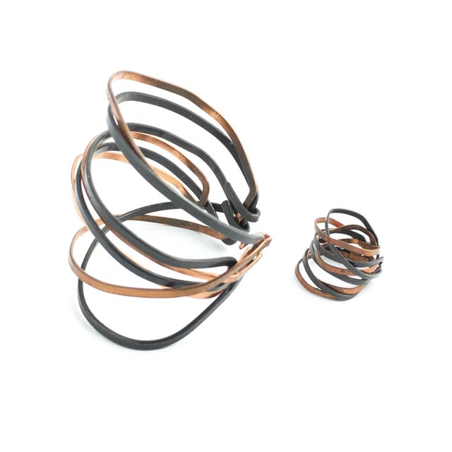 Midzo Multimetal Cuff Bracelet & Ring - 2 Pieces For Sale - Image 4 of 5