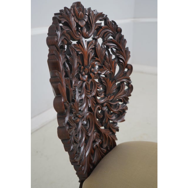 John Belter Style Ornately Carved Mahogany Chairs For Sale - Image 13 of 18