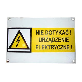 Vintage Industrial Enamel Warning Sign, 1970s For Sale