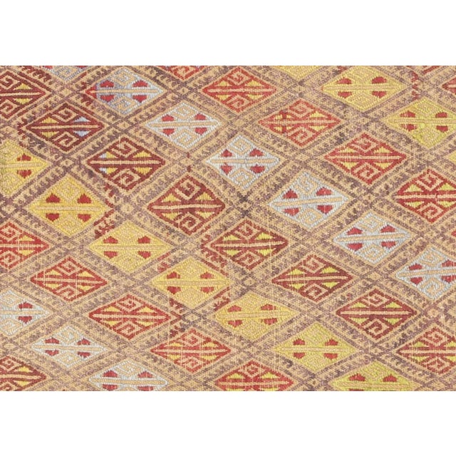 1960s Turkish Kilim. Hand woven with wool on wool foundation in the Oushak region of Turkey. Kilims & Flat Weaves are rugs...