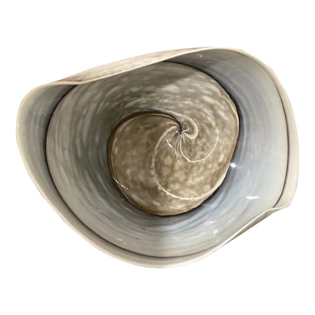 Late 20th Century Modern Style Large Beachstone Pottery Bowl For Sale