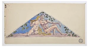 Gaston Touissant, Adam and Eve, Original Drawing, Early 20th-Century