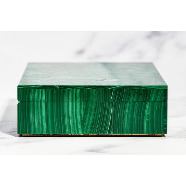 Amazing Antique Malachite Box 800 Silver Mounted Jewelry Casket White Onyx Interior European Luxury Desk Box With Provenance Home Decor For Sale - Image 13 of 17