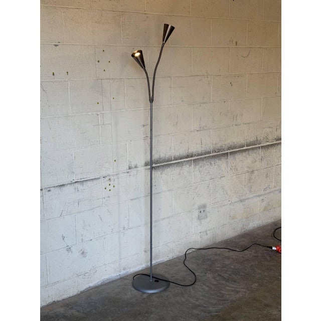 Mid-Century Modern Steel Gooseneck Dual Shade Floor Lamp Mid-Century Modern 1970s For Sale - Image 3 of 10
