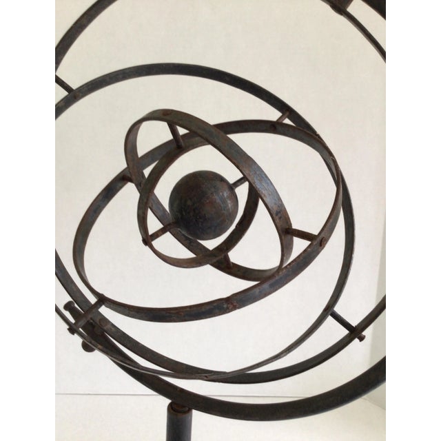 Metal 1950s Iron Armillary or Rotating Sphere on Metal Base For Sale - Image 7 of 10