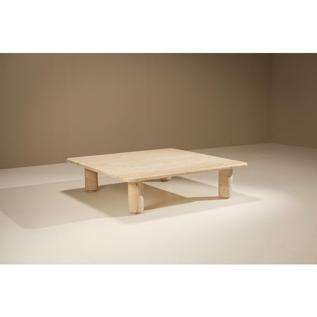 Square Travertine Coffee Table, Italy, 1970s For Sale - Image 13 of 13