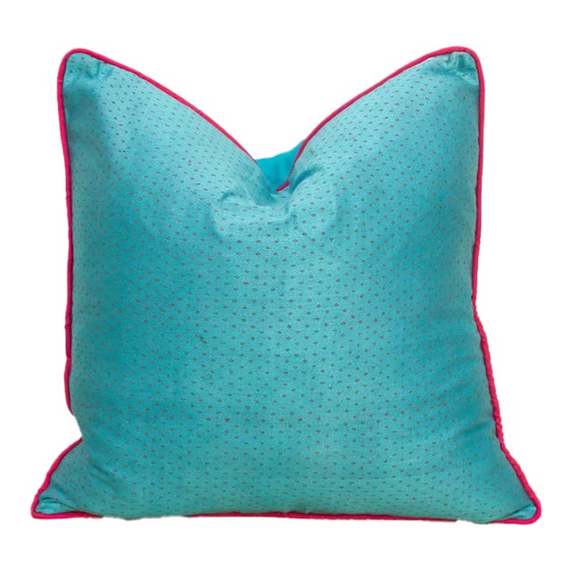 Neelam Blue Dotted Ahir Handloom Pillow For Sale