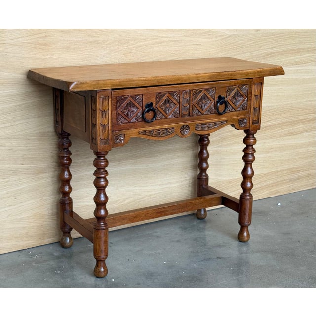 Early 20th Century Large Spanish Nightstand or Low Console Table with Drawer For Sale - Image 18 of 18