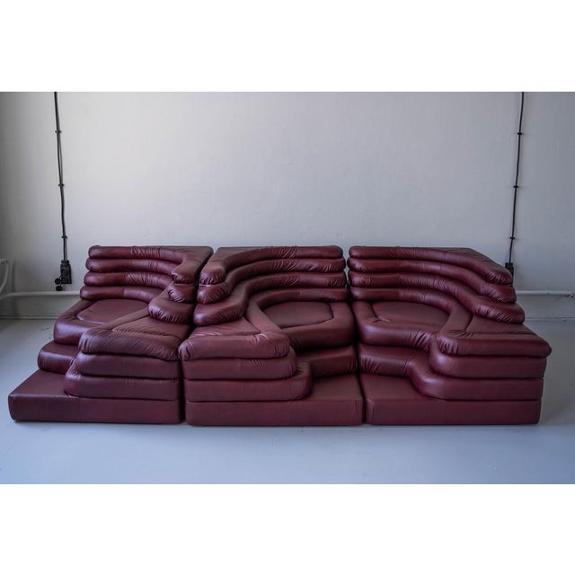 Terrazza Landscapes in Burgundy Leather by Ubald Klug for de Sede, 1970s, Set of 4 For Sale - Image 12 of 18