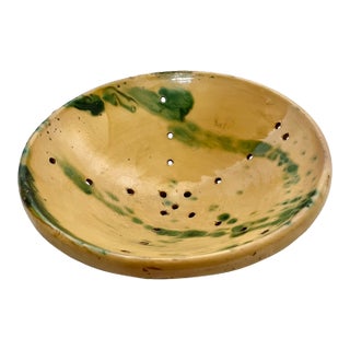 Antique French Hand Painted Berry Colander Bowl For Sale