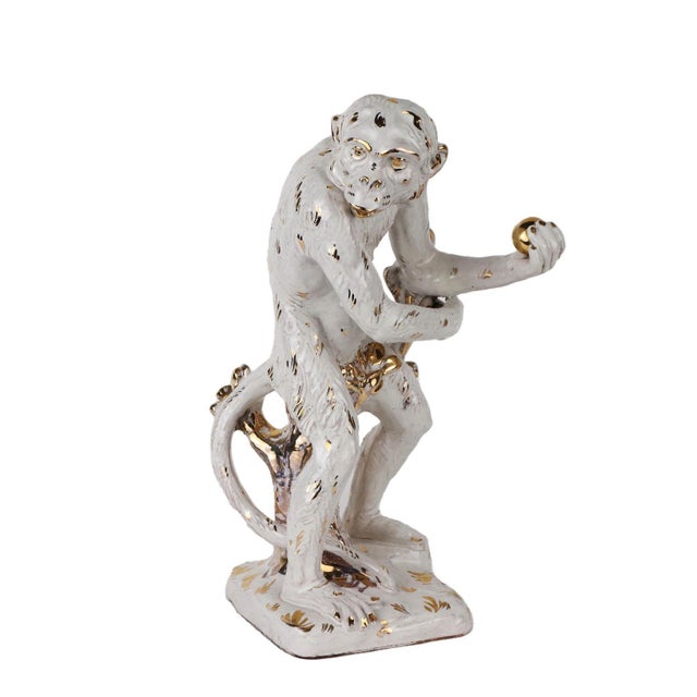 Enamelled Terracotta Monkey Figurine For Sale - Image 10 of 11