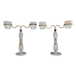 Late XIX Victorian Cut Glass Candleholder in Brass from Cricklite Clarke Trade For Sale