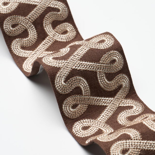 Contemporary SAMPLE - Schumacher Freeform Embroidered Tape In Chocolate For Sale - Image 3 of 3