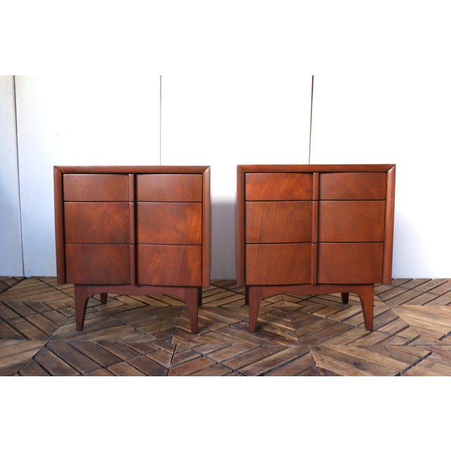 Spectacular pair of Mid-Century Modern nightstands. These nightstands were produced by American of Martinsville, ( they...