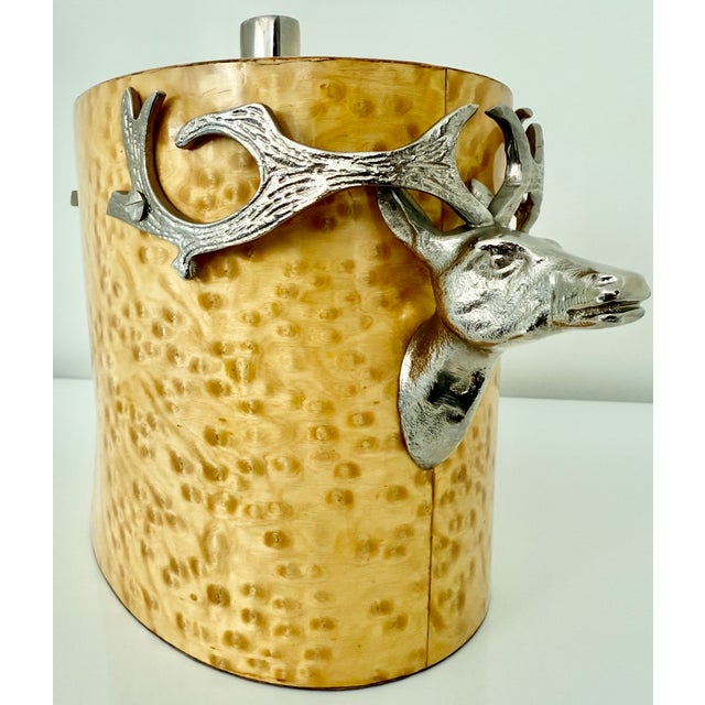 Italian Burlwood With Deers Handles Ice Bucket From 80's For Sale In Miami - Image 6 of 12