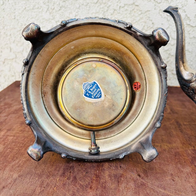 Early 1900s Silver Plated Teapot Kettle on Stand With Burner For Sale - Image 15 of 16