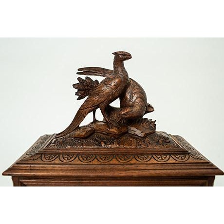 Wood Late 19th Century Wooden Cigar Box, Humidor Black Forest Walnut Wood For Sale - Image 7 of 11