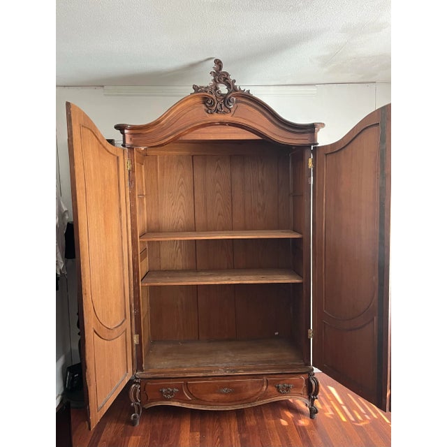 French Antique Armoire French Loui XV Walnut 19th Century For Sale - Image 3 of 8