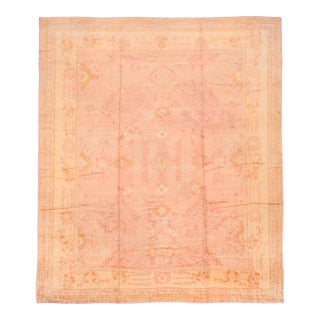 Zabihi Collection Oversize Pink Gold Large Antique Turkish Oushak Rug - 14'11" x 17'2" For Sale