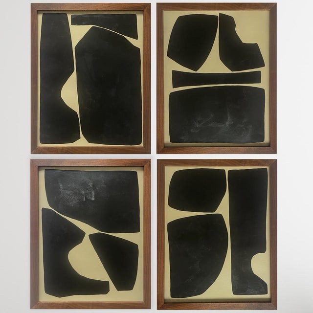 2026 "Elementi No. 3" Contemporary Abstract Minimalist Painting on Paper by Artist r.k. Red For Sale - Image 4 of 5