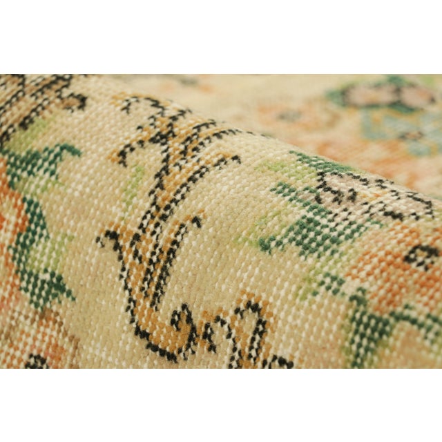 Vintage Zeki Müren Rug in Golden-Beige With Floral Patterns | Rug & Kilim For Sale In New York - Image 6 of 7