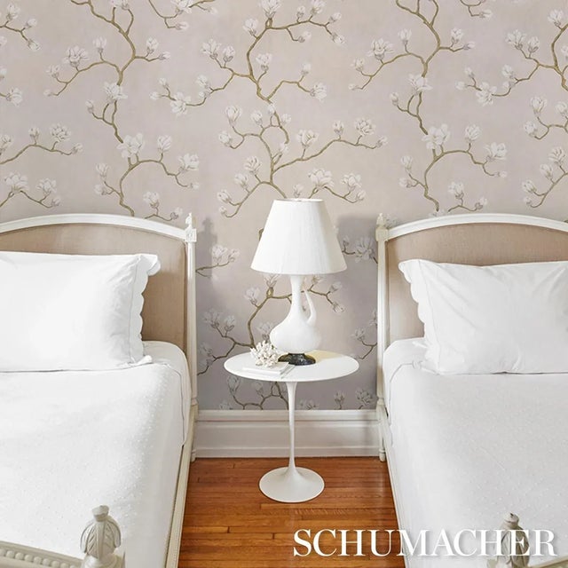 SAMPLE - Schumacher Magnolia Tree Wallpaper In Grisaille For Sale In New York - Image 6 of 6