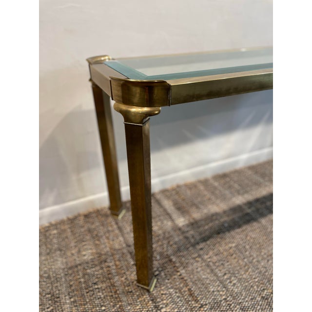 1960's Vintage in the Manner of Mastercraft Hollywood Regency Brass Console Table For Sale - Image 9 of 10