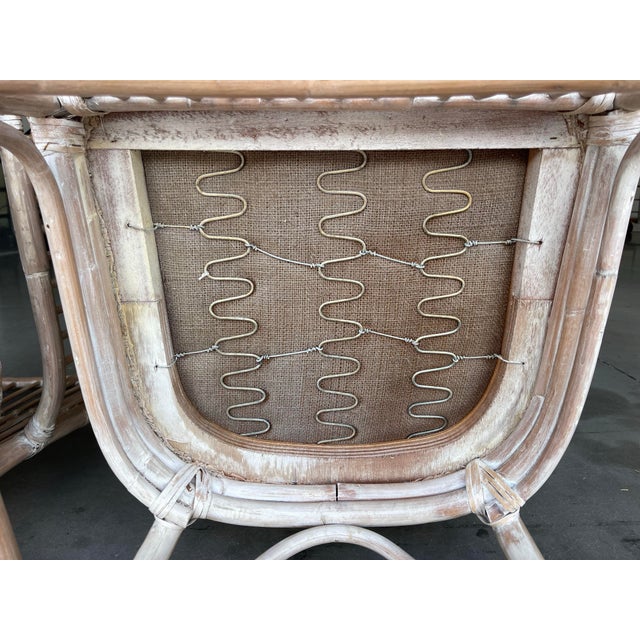 Vintage Coastal Rattan Fan Back Armchairs With Woven Seats, a Pair For Sale - Image 12 of 12