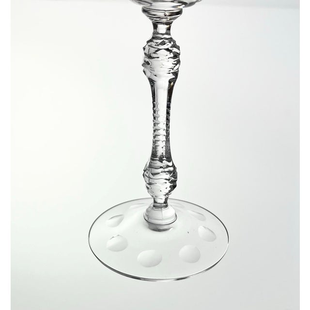 Transparent 1940s Cambridge “Lucia” Etched Liquor Cocktail Cordial Wine Glass - Set of 6 For Sale - Image 8 of 8
