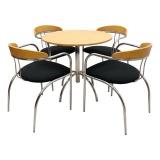 Vintage Dining Set with Chrome Tube Frame, 1970s, Set of 5 For Sale