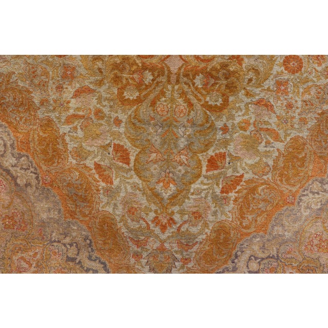 Antique Indian Amritsar Rug With Soft Gold Field and Elegant Floral Design For Sale - Image 10 of 14