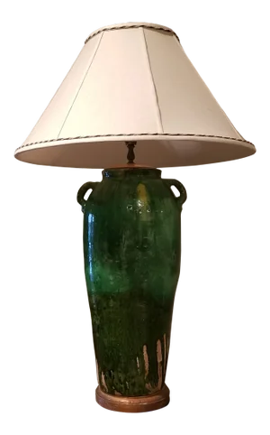 Green French Pottery Lamp