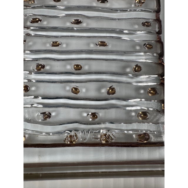 Gold 1960s Smeyers Art Glass Coasters With Wooden Holder, Hollywood Regency Barware – Set of 6 For Sale - Image 8 of 12