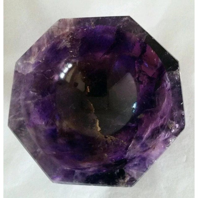 2000 - 2009 Antique Octagonal Amethyst Quartz Crystal Decorative Bowl For Sale - Image 5 of 7
