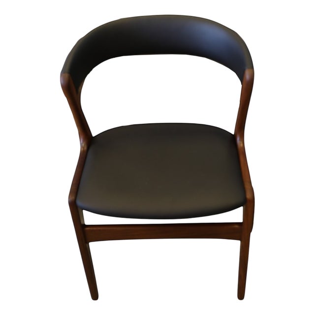 Danish Fire Chair in Teak and Black Leather by Kai Kristiansen, 1960s For Sale