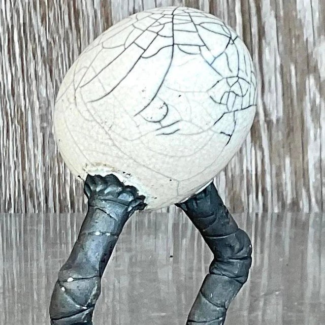 Vintage Vintage Boho Raku Fired Egg Sculpture For Sale - Image 14 of 16