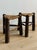 A charming pair of French rush seat stools in the style of Charles Dudouyt, featuring thick, turned legs with softly worn...