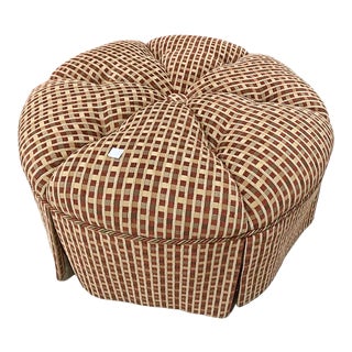 1970s Tufted Skirted Ottoman Pouf For Sale