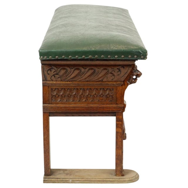 Renaissance Revival Sculpted Oak Bench, 20th Century For Sale - Image 13 of 18