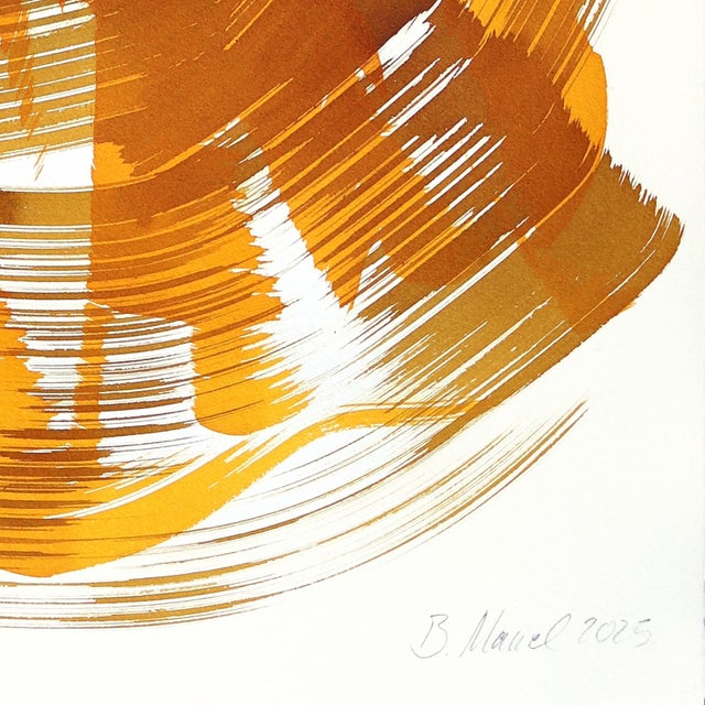 The Caramel Dress 4 - Abstract Flowy Minimalist Figurative Ink Art on Paper by Bettina Mauel For Sale In Los Angeles - Image 6 of 6