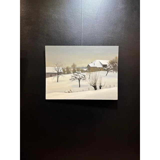 Claude Sauthier, Savoie in Winter 2, Oil on Wood, 1970s For Sale - Image 9 of 12