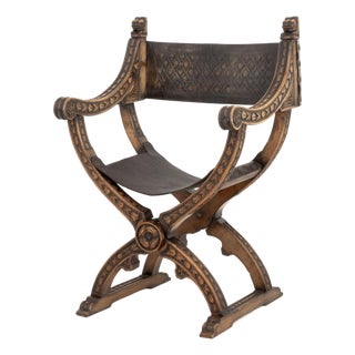 Renaissance Revival Walnut Savonarola Chair For Sale