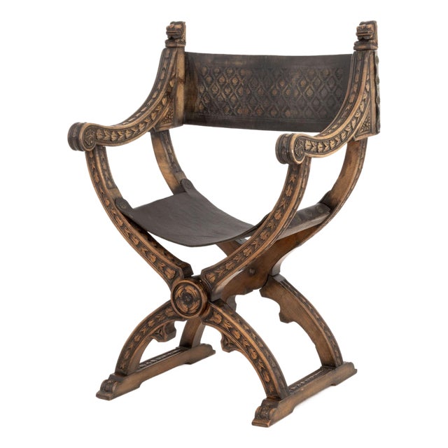 Renaissance Revival Walnut Savonarola Chair For Sale