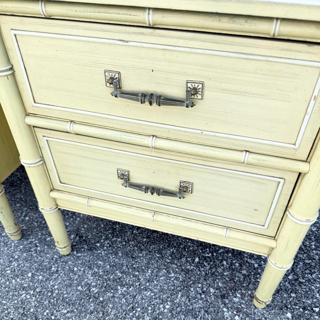 Vintage Coastal Faux Bamboo Bali Hai Nightstands by Henry Link - A Pair For Sale - Image 10 of 10