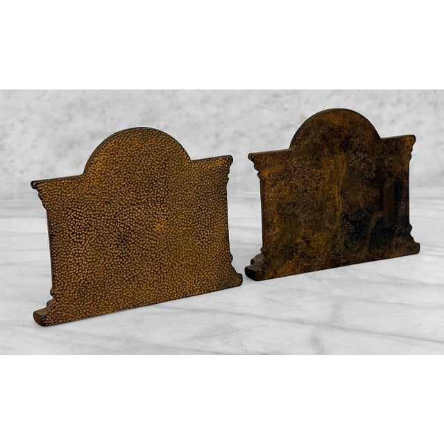 Gold Antique Neoclassical Cast Iron "Penelope at Her Loom" Library Bookends - A Pair For Sale - Image 8 of 9